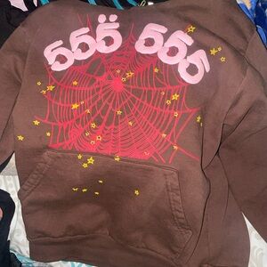Brown Angel number 555 Sp5der hoodie